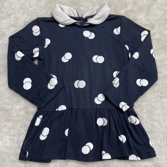 Armani Baby Blue White Polka Dot Peter Pan Collar Long Sleeve Dress 18 Months